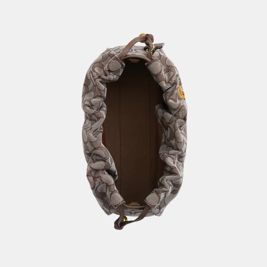 Faye Shoulder Bag In Signature Jacquard With Floral Embroidery - Image 4