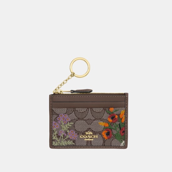 Mini Skinny Id Case In Signature Jacquard With Floral Embroidery - Image 1