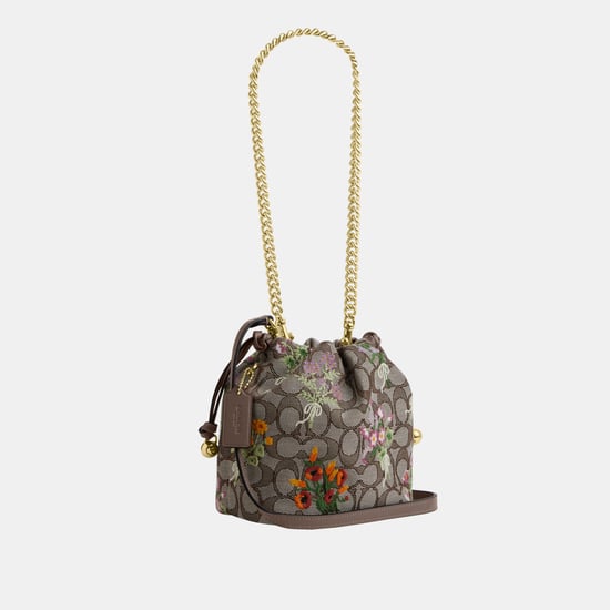 Faye Mini Drawstring Bag In Signature Jacquard With Floral Embroidery - Image 2