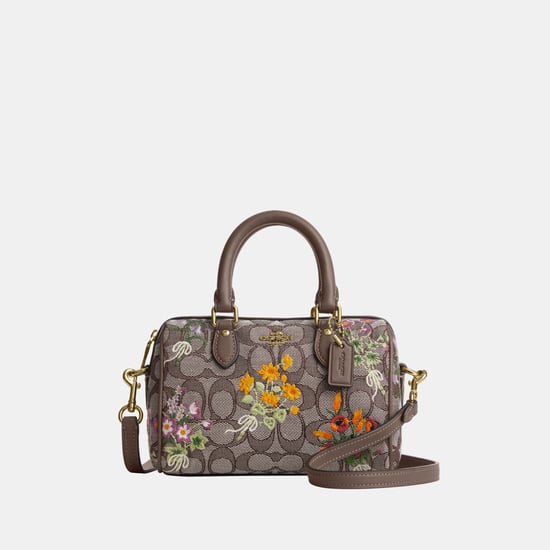 Mini Rowan Crossbody Bag In Signature Jacquard With Floral Embroidery - Image 1