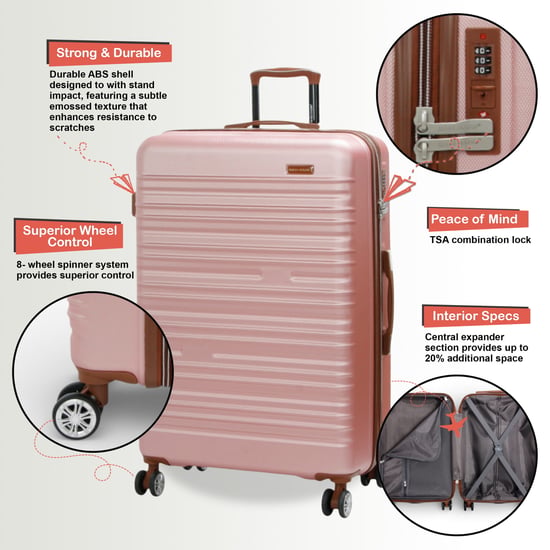 Expandable Rose Gold Hard Shell ABS Suitcase 8 Wheel Travel Large Luggage - Image 4