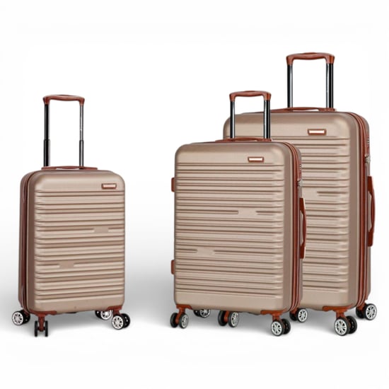 Expandable Champagne Hard Shell ABS Suitcase 8 Wheel Travel Large Luggage - Image 2