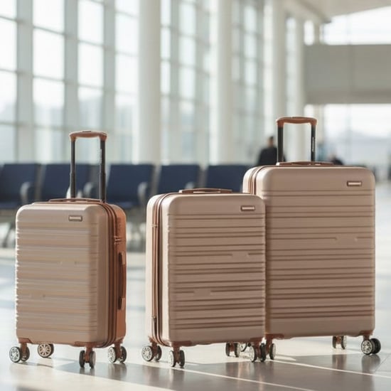 Uitschuifbare Champagne Hard Shell ABS Koffer 8 Wielset Grote Bagage Reisgereden - Image 1