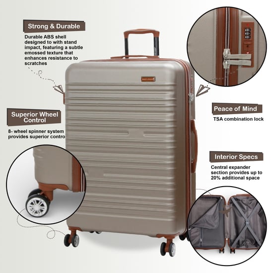Uitschuifbare Champagne Hard Shell ABS Koffer 8 Wielset Grote Bagage Reisgereden - Image 4