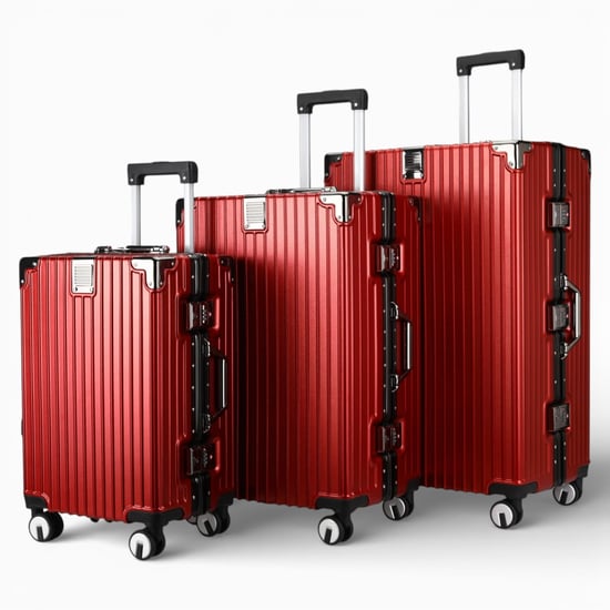 Red Hardshell Dual 4 Wheel ABS Bagagetrolley Hard Shell Cabin Koffer Set - Image 5