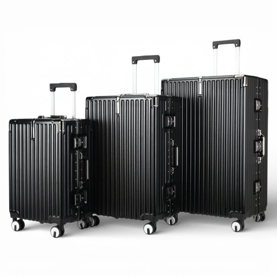 Black Hardshell Dual 4 Wheel ABS Bagagetrolley Hard Shell Cabin Koffer Set - Image 4