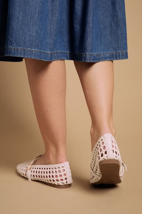 Alex Faux Leather Woven Mary-Jane Ballet Pumps - Image 3
