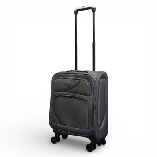 Soft Shell Lightweight Grey Nylon 4 Wheel Travel Case Holiday Underseat Suitcase - Image 4