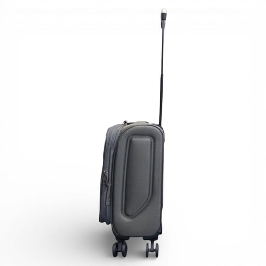 Soft Shell Lightweight Grey Nylon 4 Wheel Travel Case Holiday Underseat Suitcase - Image 5