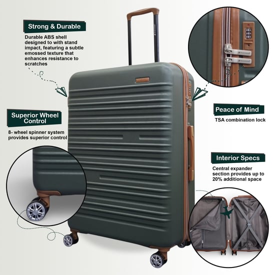 Hard Shell Green Cabin 55 x 36 x 20 cm ABS Koffer Bagage voor Easyjet, Ryanair - Image 3