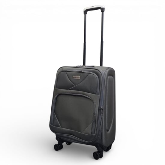 Soft Shell Lightweight Grey Nylon 4 Wheel Travel Case Holiday Cabin Suitcase - Image 4