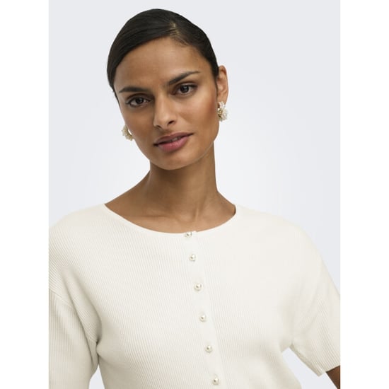 Jacqueline de Yong Jdygaby 24 o-neck pearl cardigan knt off-white - Image 2