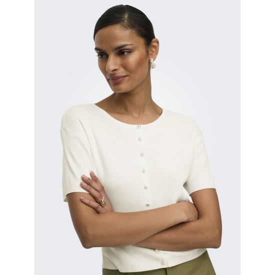 Jacqueline de Yong Jdygaby 24 o-neck pearl cardigan knt off-white - Image 6