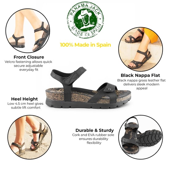 Panama Jack Dames Wedge Zwarte Leren Plateausandalen - Sulia B2 - Image 2