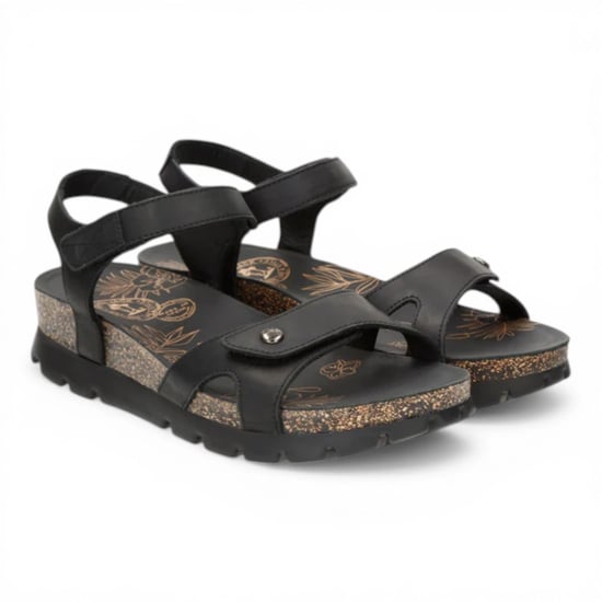 Panama Jack Dames Wedge Zwarte Leren Plateausandalen - Sulia B2 - Image 3