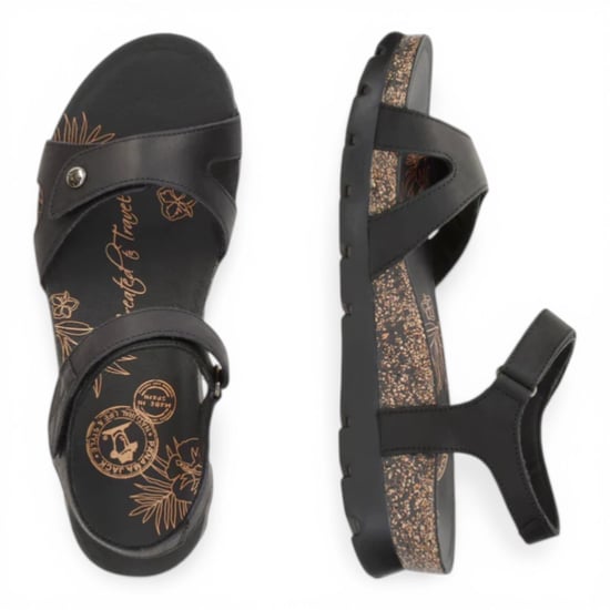 Panama Jack Dames Wedge Zwarte Leren Plateausandalen - Sulia B2 - Image 4