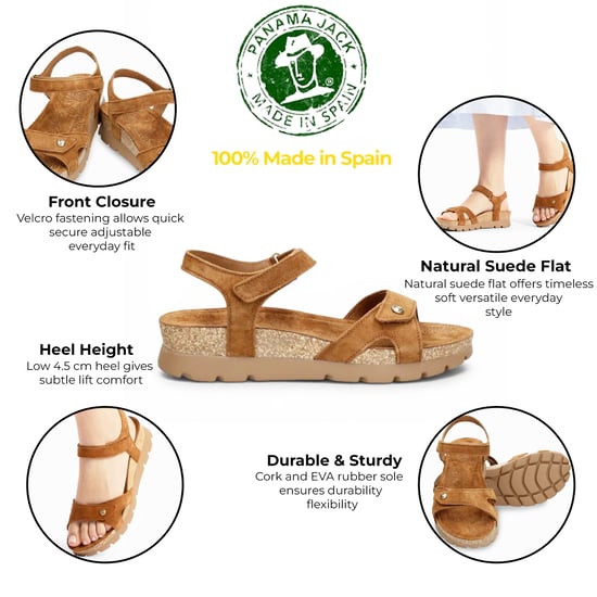 Panama Jack Dames Wedge Bark Bruine Suède Leren Platform Sandals - Sulia B26 - Image 2