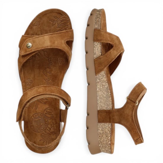 Panama Jack Dames Wedge Bark Bruine Suède Leren Platform Sandals - Sulia B26 - Image 4