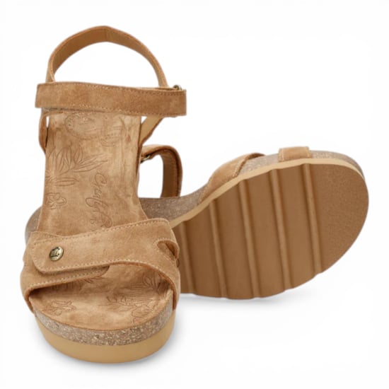 Panama Jack Dames Wedge Bark Bruine Suède Leren Sandals - Julia B74 - Image 4