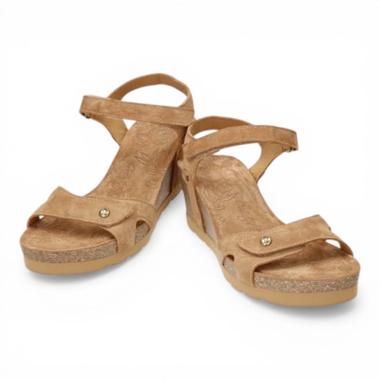 Panama Jack Dames Wedge Bark Bruine Suède Leren Sandals - Julia B74 - Image 5