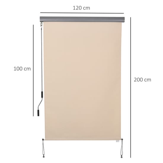 4goodz Outsunny verticale zonwering verticale luifel 120x200 cm creme - Image 2