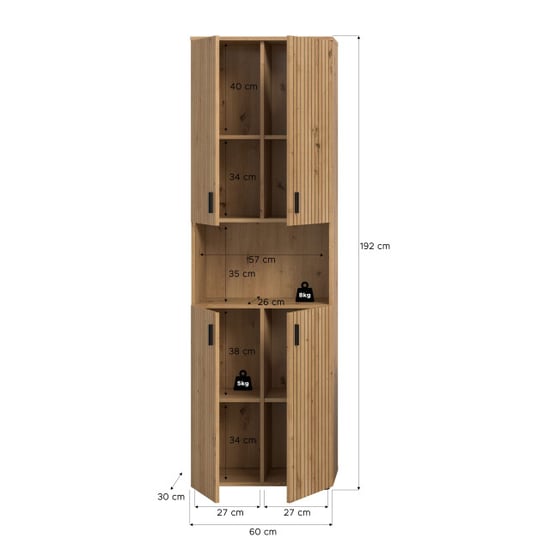 Furnilux Badkast in artisan eik 4 deuren met veel opbergruimte 60x192x30 cm - Image 2
