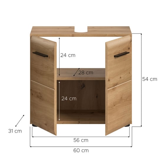Furnilux Wasbekkenkast in artisan eik compacte opbergoplossing voor je badkamer - Image 3