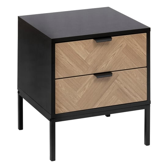 4livingz 4livings chevron nachtkastje met 2 softclose lades 45x40x50cm /zwart - Image 1