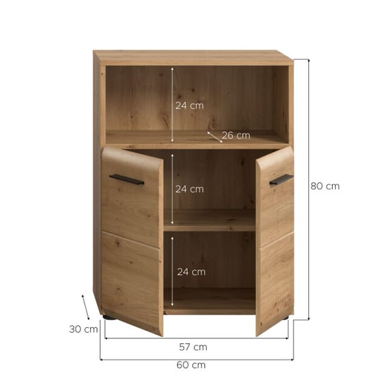 Furnilux Brede badkamerkast in artisan eik opbergoplossing met schappen en deuren - Image 3