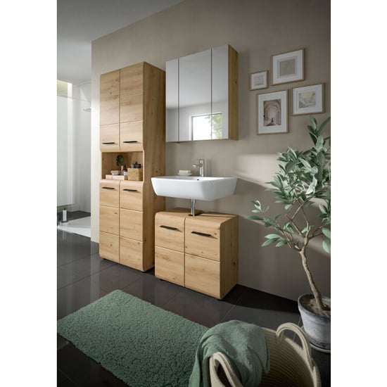 Furnilux Wasbekkenkast in artisan eik compacte opbergoplossing voor je badkamer - Image 5