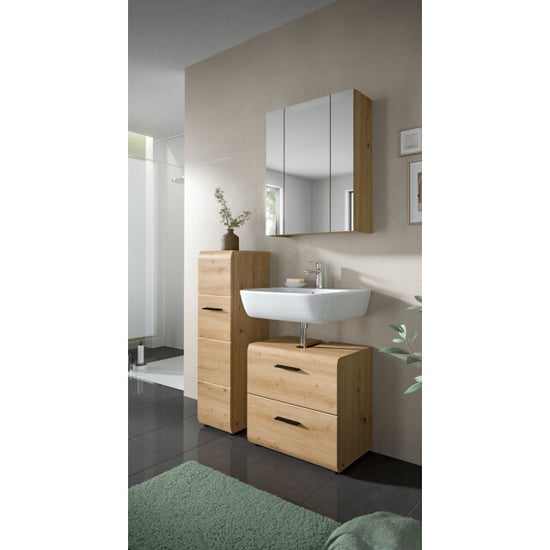 Furnilux Badkast in artisan oak ruime opbergkast met deur en planken op wieltjes - Image 3