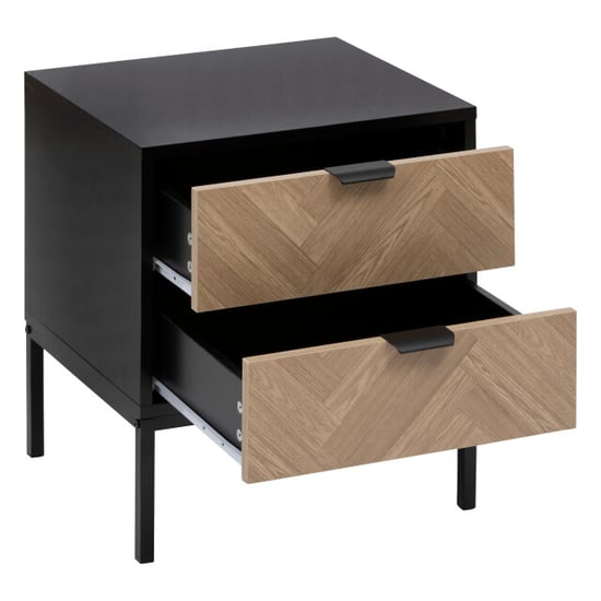 4livingz 4livings chevron nachtkastje met 2 softclose lades 45x40x50cm /zwart - Image 4