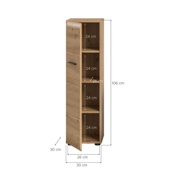 Furnilux Badkast in artisan oak ruime opbergkast met deur en planken op wieltjes - Image 4