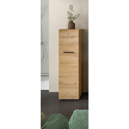 Furnilux Badkast in artisan oak ruime opbergkast met deur en planken op wieltjes - Image 5