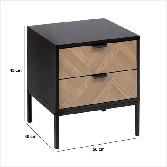 4livingz 4livings chevron nachtkastje met 2 softclose lades 45x40x50cm /zwart - Image 5