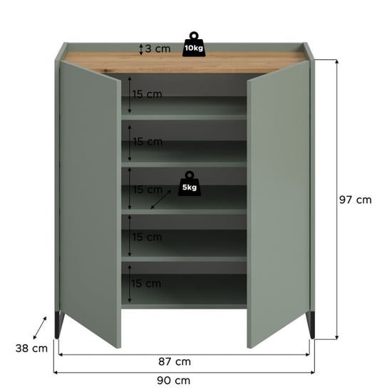 Furnilux Schoenenkast salie en opbergoplossing voor 18 paar schoenen fsc® hout - Image 5