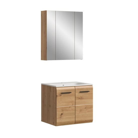 Furnilux Badcombinatie met wastafel en spiegelkast artisan oak look 60 cm breed - Image 1