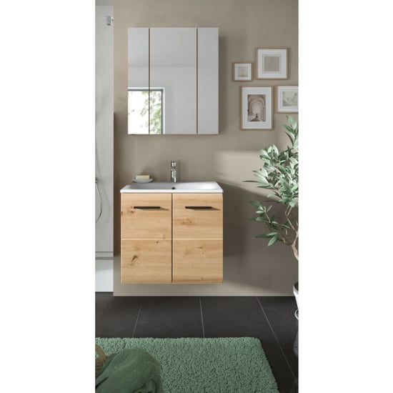 Furnilux Badcombinatie met wastafel en spiegelkast artisan oak look 60 cm breed - Image 2
