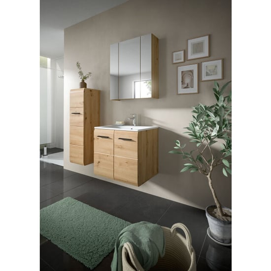 Furnilux Badcombinatie met wastafel en spiegelkast artisan oak look 60 cm breed - Image 3