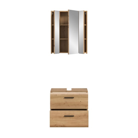 Furnilux Badcombinatie op wielen spiegelkast en wastafelkast artisan oak 60x185 cm - Image 2