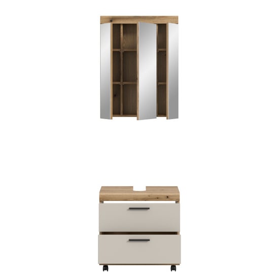 Furnilux Badcombinatie op wielen compacte 2-delige set met spiegelkast evoak oak en - Image 2