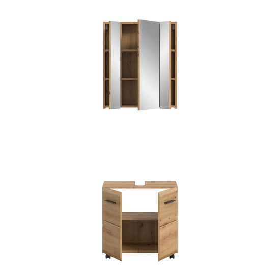 Furnilux Badcombinatie op wielen spiegelkast en wastafelkast artisan oak 60x185 cm - Image 3