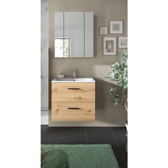 Furnilux Badcombinatie met wastafel en spiegelkast 3-delige set artisan oak look - Image 4
