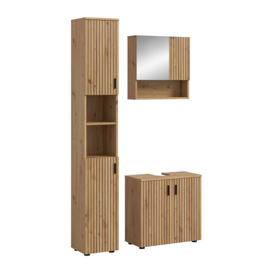 Furnilux Badcombinatie artisan oak 3-delige set met spiegelkast en wastafel 105x192cm - Image 1