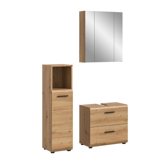 Furnilux Badcombinatie-3-delige set-met-wastafel-en-spiegelkast-artisan-oak - Image 1