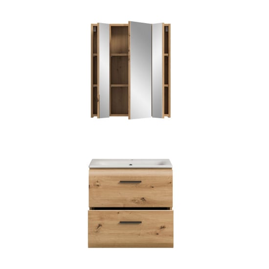 Furnilux Badcombinatie met wastafel en spiegelkast 3-delige set artisan oak look - Image 5