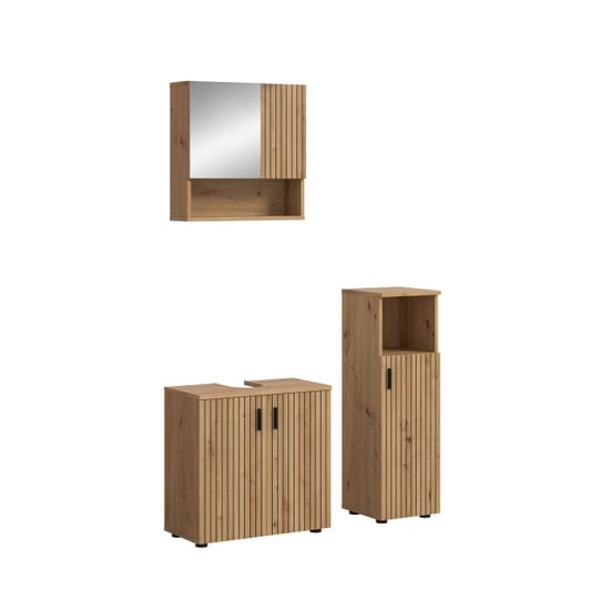 Furnilux Badcombinatie set artisan eik 3-delige badkamer meubels met spiegelkast - Image 1