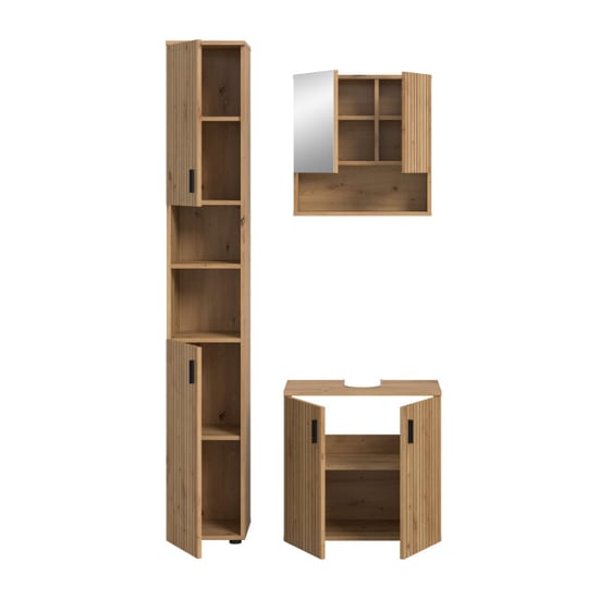 Furnilux Badcombinatie artisan oak 3-delige set met spiegelkast en wastafel 105x192cm - Image 4