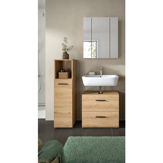 Furnilux Badcombinatie-3-delige set-met-wastafel-en-spiegelkast-artisan-oak - Image 4