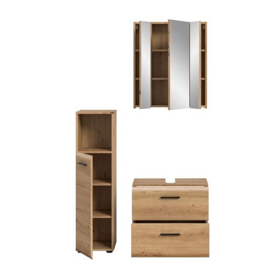 Furnilux Badcombinatie-3-delige set-met-wastafel-en-spiegelkast-artisan-oak - Image 5